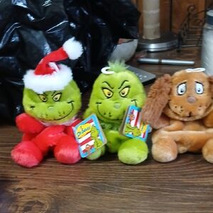 Dr. Seuss Grinch and Max Plush Trio - Red, Green, Brown Set Of 3 NWT